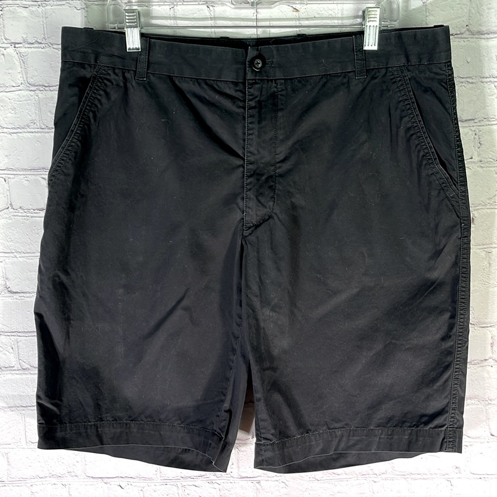 Perry Ellis Cotton Men's Black Flat Front Shorts Size: 36W